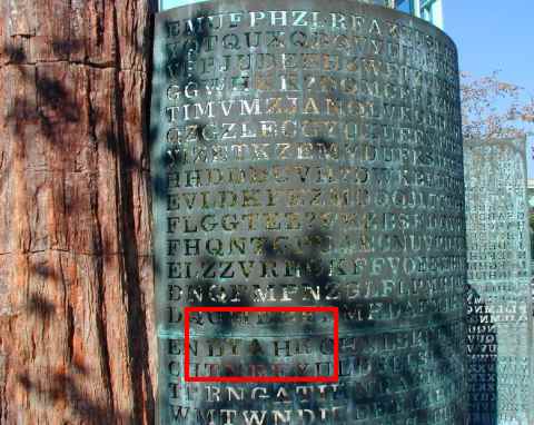 Superscript YA R in indented DYAHR on Kryptos